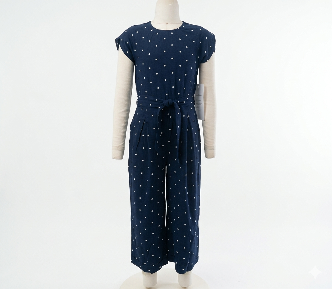 WOVEN TULIP SLEEVE JUMPSUIT WITH SELF BELT