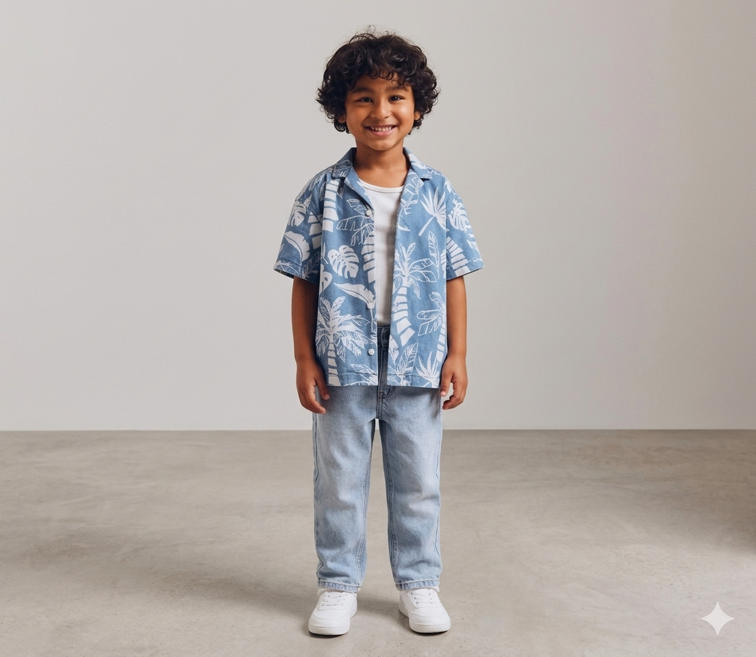 WOVEN SHIRT AND TEE SET